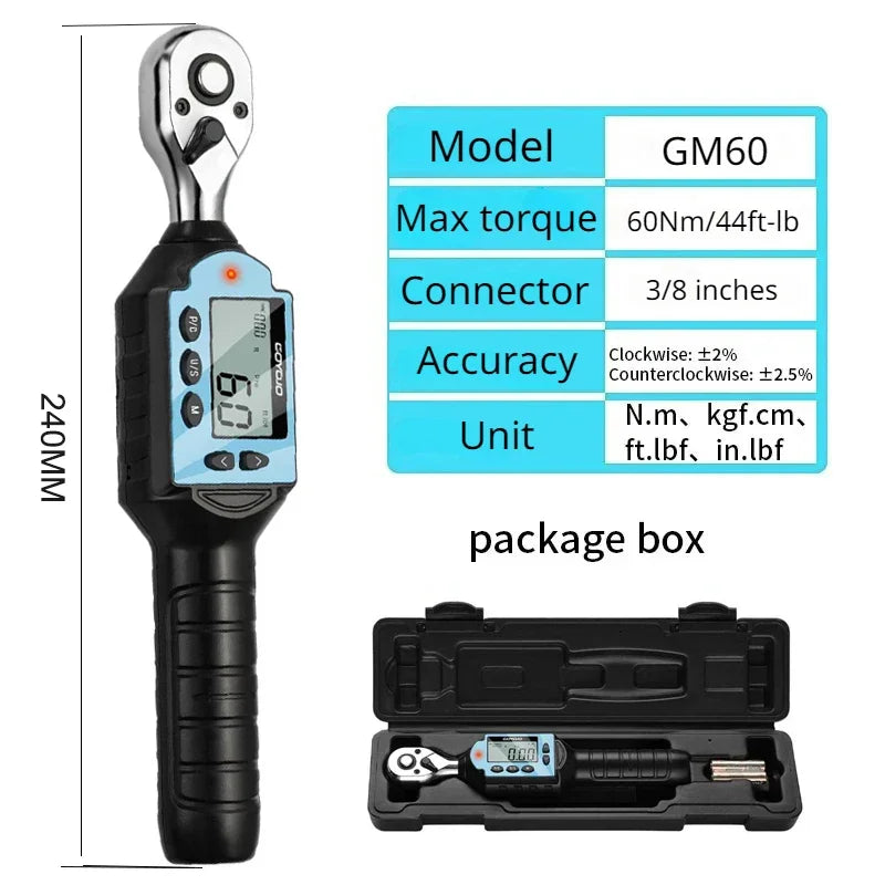 1/2 3/8 1/4 Digital Preset Torque Wrench Bidirectional Ratchet Head Professional Adjustable Bicycle Repair Hand Tools