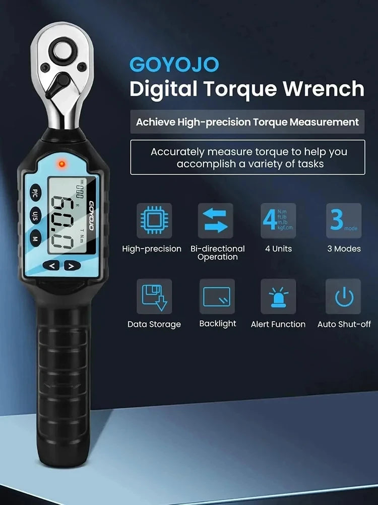 1/2 3/8 1/4 Digital Preset Torque Wrench Bidirectional Ratchet Head Professional Adjustable Bicycle Repair Hand Tools