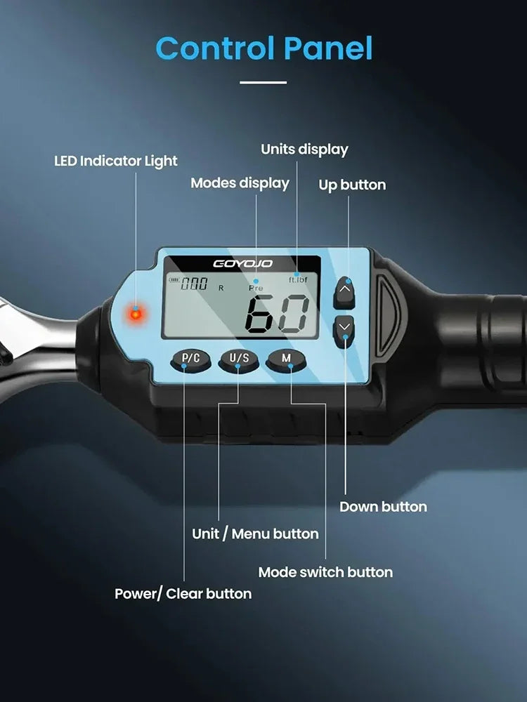1/2 3/8 1/4 Digital Preset Torque Wrench Bidirectional Ratchet Head Professional Adjustable Bicycle Repair Hand Tools