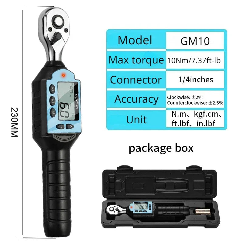 1/2 3/8 1/4 Digital Preset Torque Wrench Bidirectional Ratchet Head Professional Adjustable Bicycle Repair Hand Tools