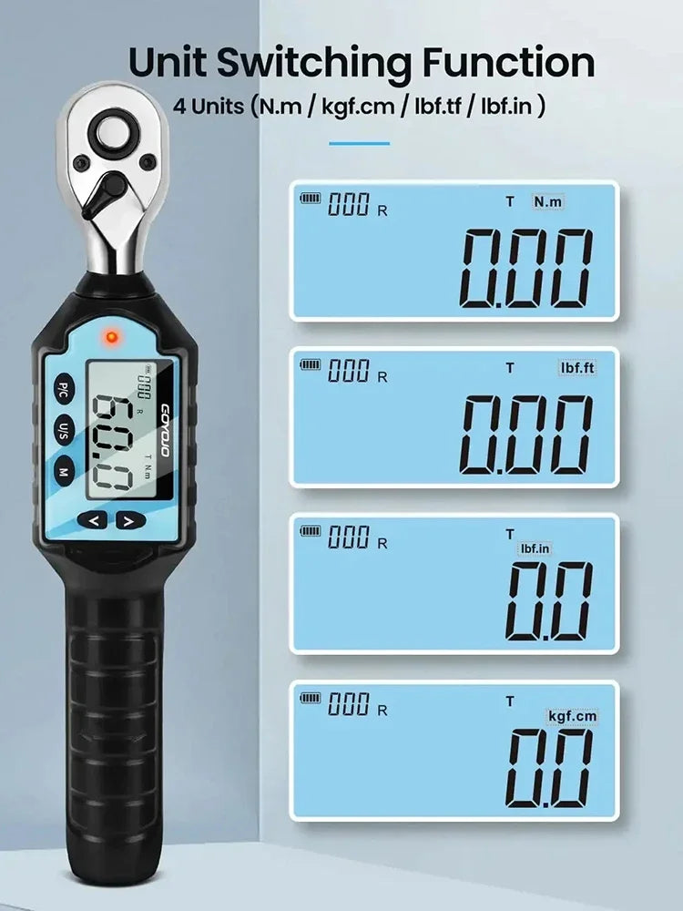 1/2 3/8 1/4 Digital Preset Torque Wrench Bidirectional Ratchet Head Professional Adjustable Bicycle Repair Hand Tools